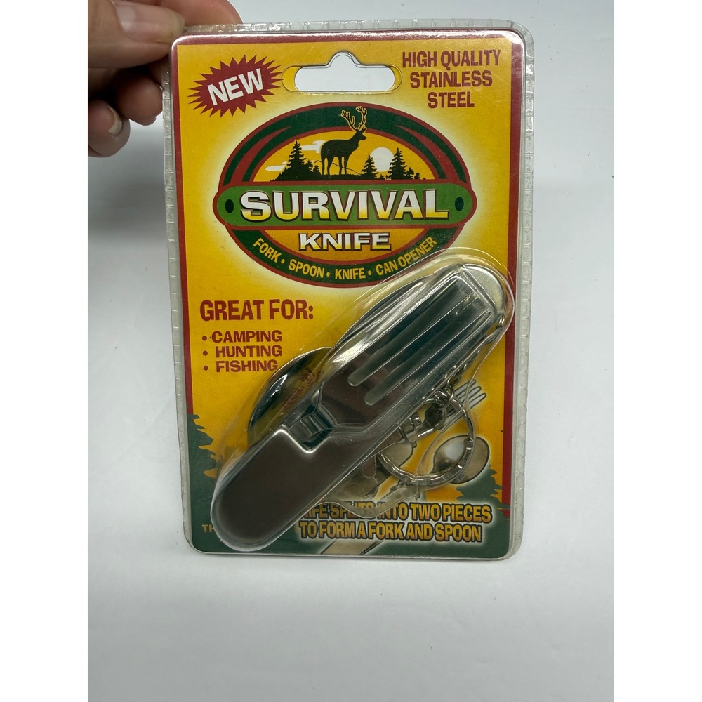Survival Knife Multi-Tool Camping Utensil Set Fork Spoon CanOpener New Packaging